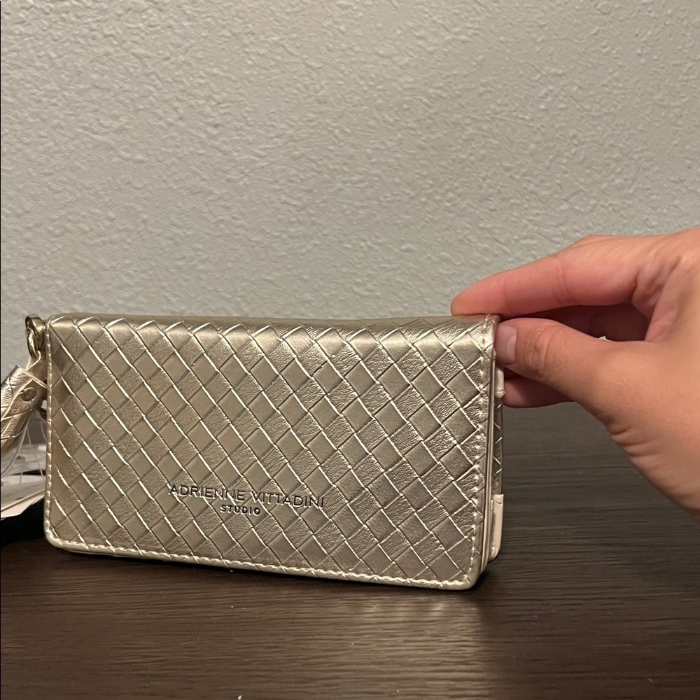 Adrienne Vittadini Silver Woven Tassel Clutch Wallet - Picture 3 of 7